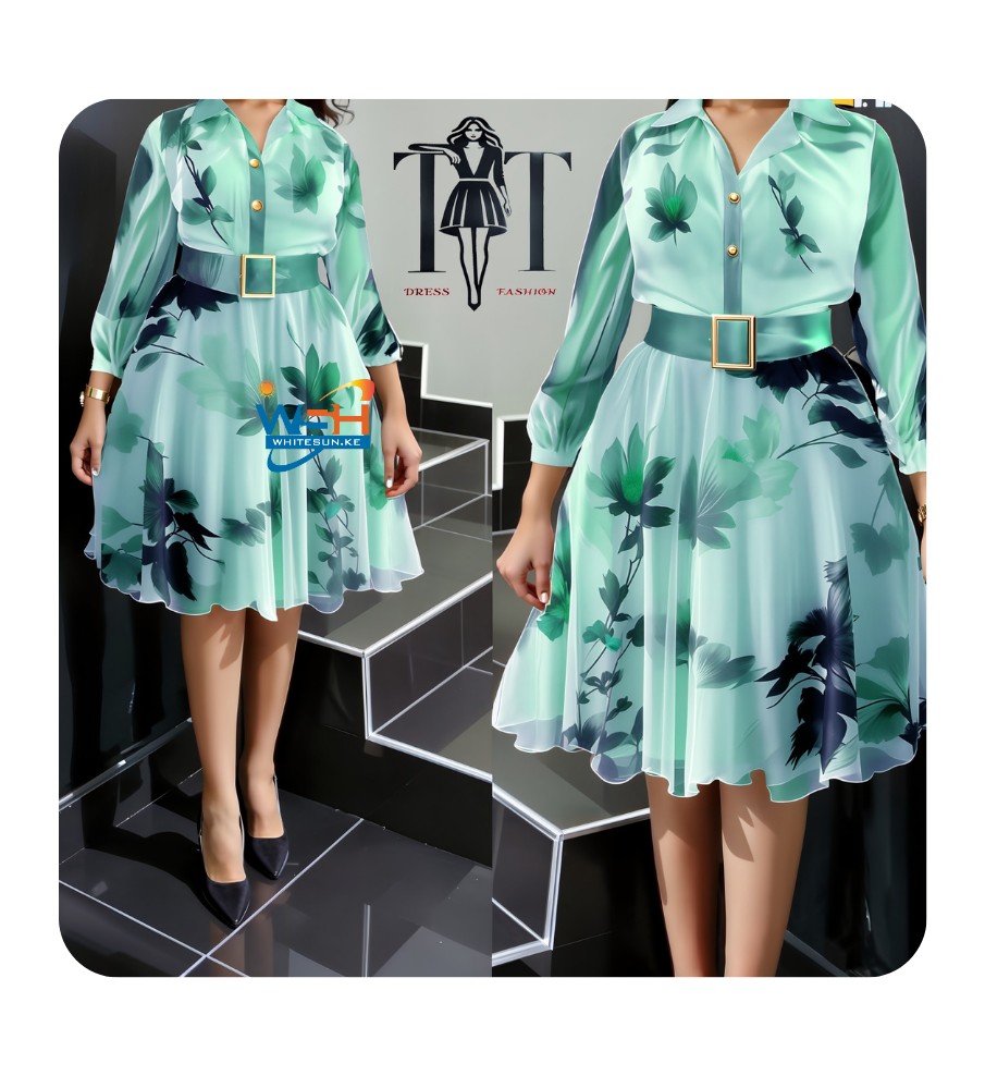 Elegant Floral Dress with Belt