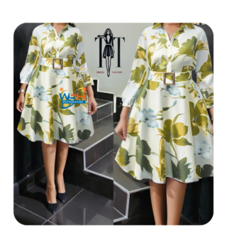 Elegant Floral Dress with Belt