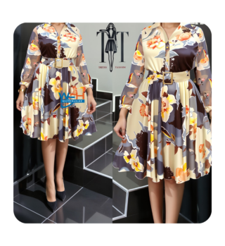 Elegant Floral Dress with Belt