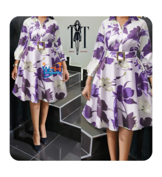 Elegant Floral Dress with Belt