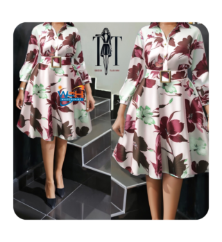 Elegant Floral Dress with Belt