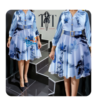Elegant Floral Dress with Belt
