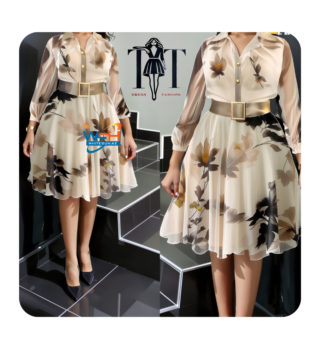 Elegant Floral Dress with Belt