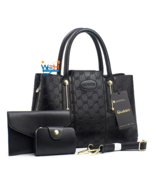 Stylish Brown Bag Set with Golden Star Pattern