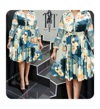 Elegant Floral Dress with Belt