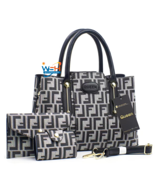 Stylish Brown Bag Set with Golden Star Pattern