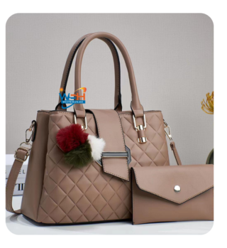 Stylish Brown Bag Set with Golden Star Pattern