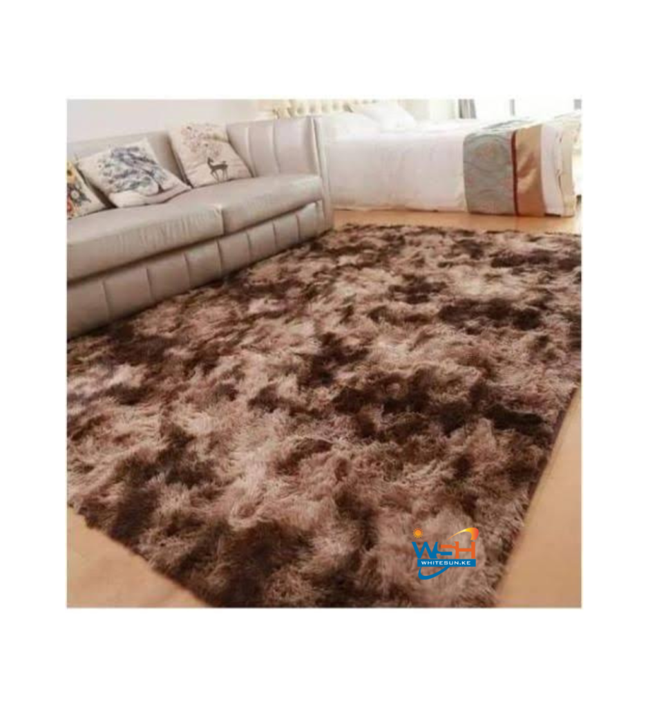 Dark Brown Patched Soft And Tender Fluffy Carpet
