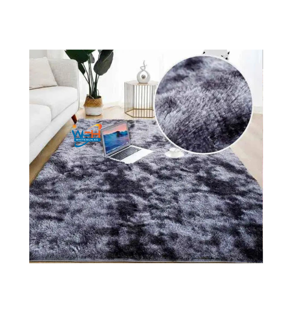 Grey fluffy carpet