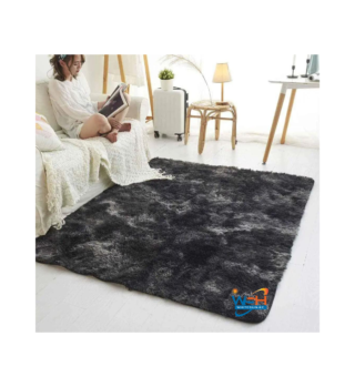 Black fluffy carpet