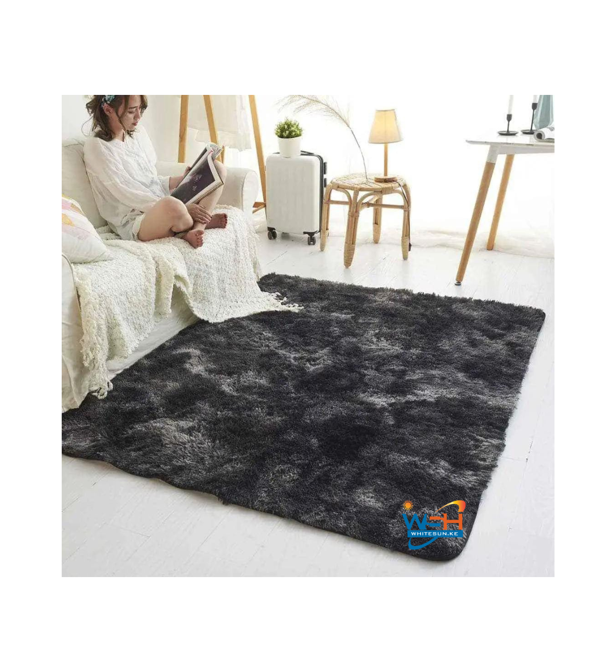 Black fluffy carpet