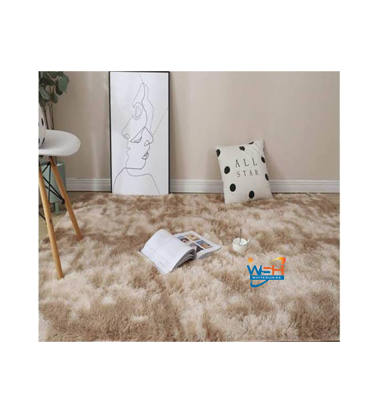 Light brown fluffy carpet