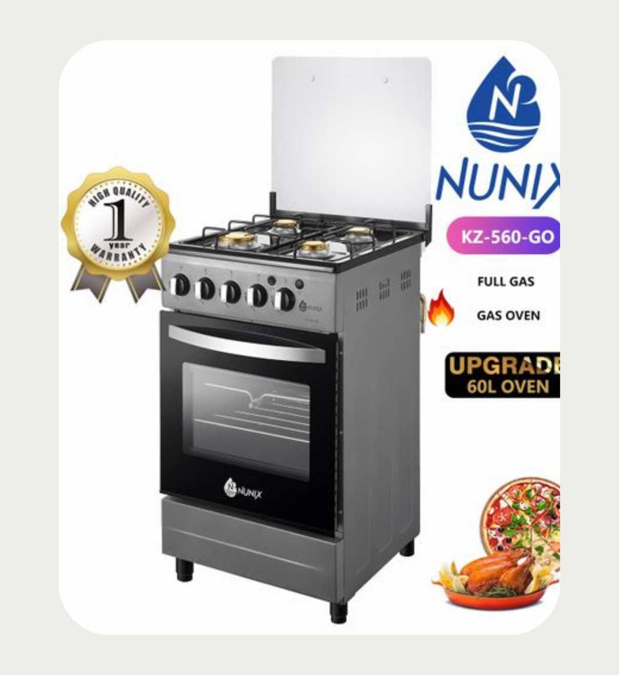 Nunix Cooker full gas. Gas oven. 50*55cm. @19,500 - Whitesun Group Nunix Cooker full gas. Gas oven. 50*55cm. @19,500