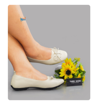 Elegant Beige Ballet Flats with Bow