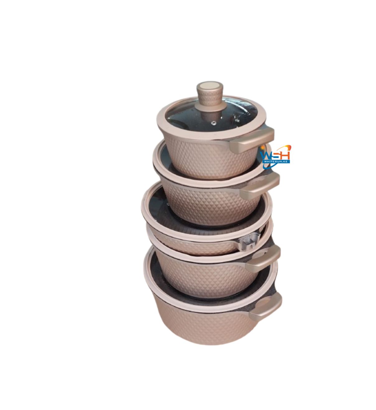 Premium Non-Stick Granite Cookware Set – 4-Piece Casserole Set with Glass Lids – Scratch-Resistant, Even-Heat Distribution, Induction & Gas Stove Compatible