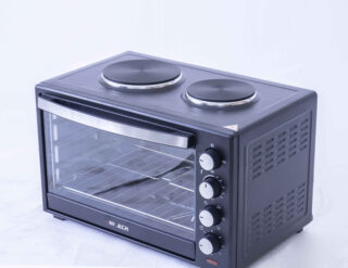 Whitesun UNITECH 48 L Countertop Electric Oven – 2 000 W, 60 min Auto Shut-Off Timer with Bell, 0–250 °C Thermostat, Dual Hot Plates, Rotisserie & Tempered-Glass Window