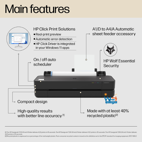 HP DesignJet T210 24-in Printer 2025 Edition