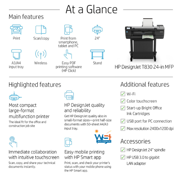 HP DesignJet T830 24-in Multifunction Printer