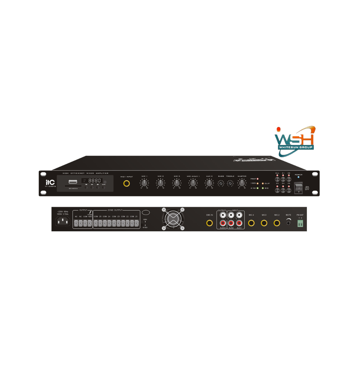 TI-120DTB 5 Zones Digital Mixer Amplifier with Mp3/TUNER/Bluetooth(Phone Jack Mic Input)