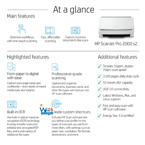 HP ScanJet Pro 2000 s2 Sheet-feed Scanner