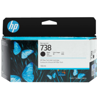 HP 738 130-ml Black DesignJet Ink Cartridge, 498N4A