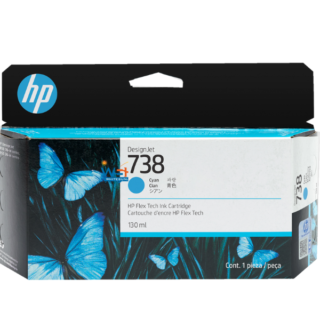 HP 738 130-ml Cyan DesignJet Ink Cartridge, 498N5A