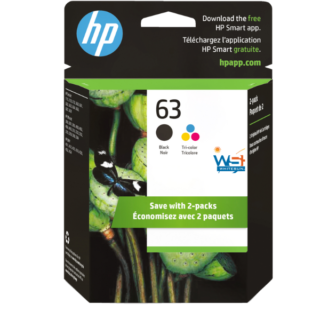 HP 63 2-pack Black/Tri-color Original Ink Cartridges, L0R46AN#140