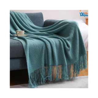 Pineapple Grid Knitted Blanket Solid Color Fringe Decoration Blanket Cover Soft Bean Blankets For Office Nap Couch And Bed Xmas