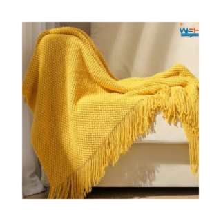 Pineapple Grid Knitted Blanket Solid Color Fringe Decoration Blanket Cover Soft Bean Blankets For Office Nap Couch And Bed Xmas