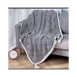 Bohemian Knitted Throw Blanket, Black and White