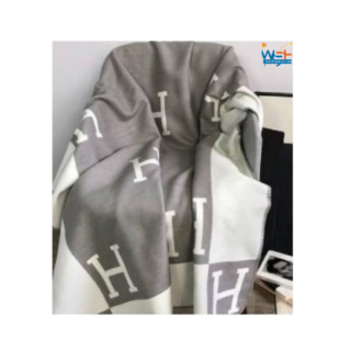 Warm and Cozy Woollen Throw Blanket- Avalon Blanket -Hermes Themed Design 130 * 170-Grey