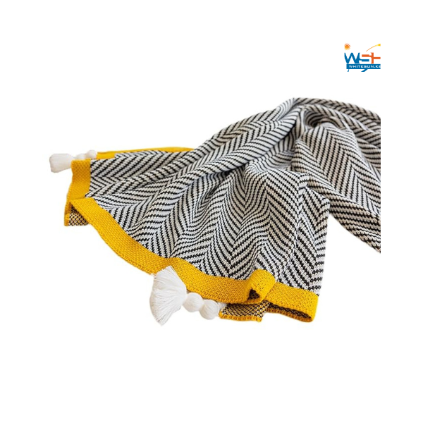 Grey Striped Throw Blanket with Tassels, Knitted Soft Boho Blanket for Couch, Sofa, Bed & Living Room - All Seasons - Image 4