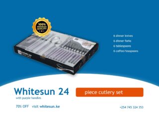Whitesun 24 pieces cutlery set with purple handles