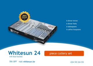 Whitesun 24 pieces cutlery set with blue handles