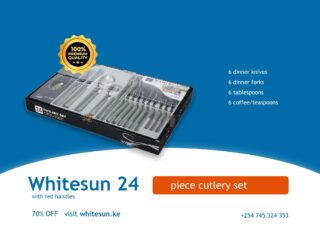 Whitesun 24 pieces cutlery set with red handles