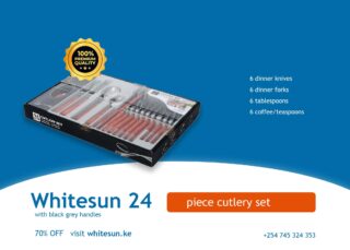 Whitesun 24 pieces cutlery set with red handles