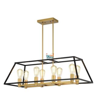 Warehouse of Tiffany HM224/8BG Jerry Matte Black + Gold 8-Light Linear Metal Kitchen Island Chandelier