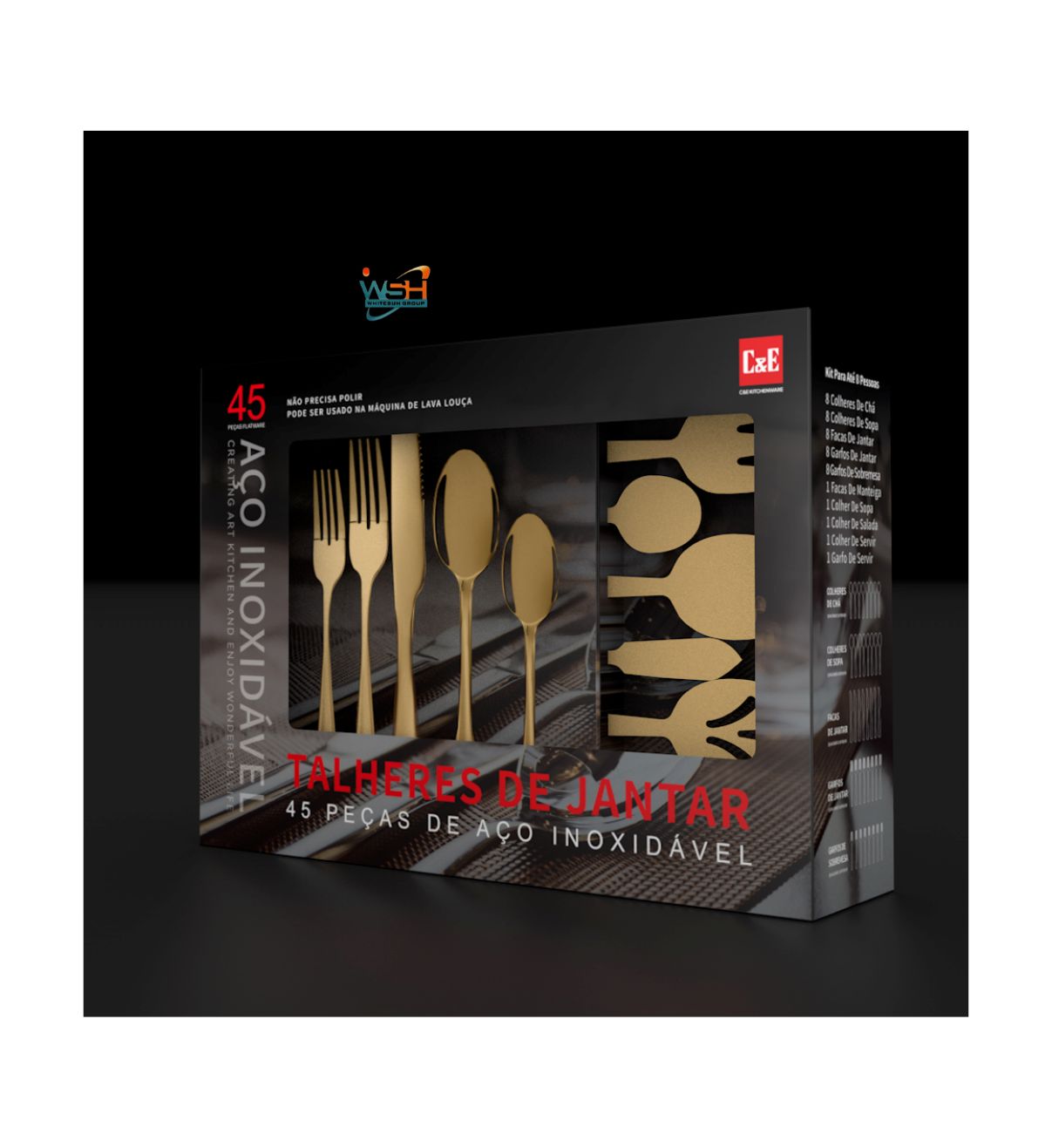 Whitesun 45 piece golden dinner set - Image 2