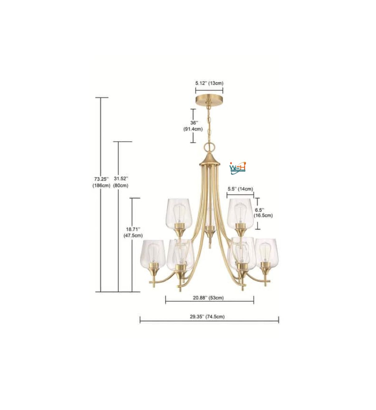 Modern Farmhouse Chandeliers 6-Light Golden - Image 2
