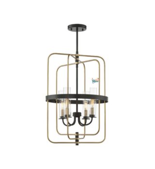 Kearney 4 Light 17 inch Vintage Black with Warm Brass Pendant Ceiling Light