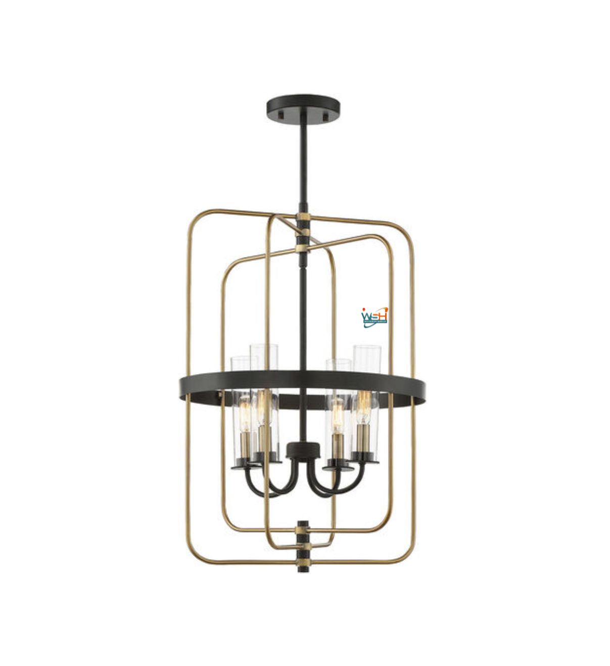 Kearney 4 Light 17 inch Vintage Black with Warm Brass Pendant Ceiling Light