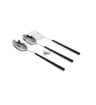 Whitesun 3 pc Silver serving set with black handles