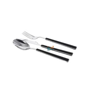 Whitesun 6 pc silver dinner set with black handles