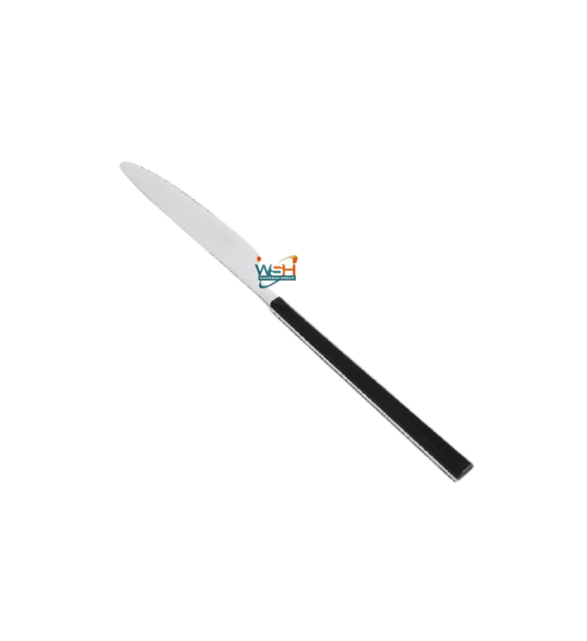 Whitesun 6 pc silver table knives set with black handles
