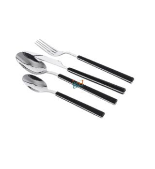 Whitesun 48 piece cutlery set with black handles