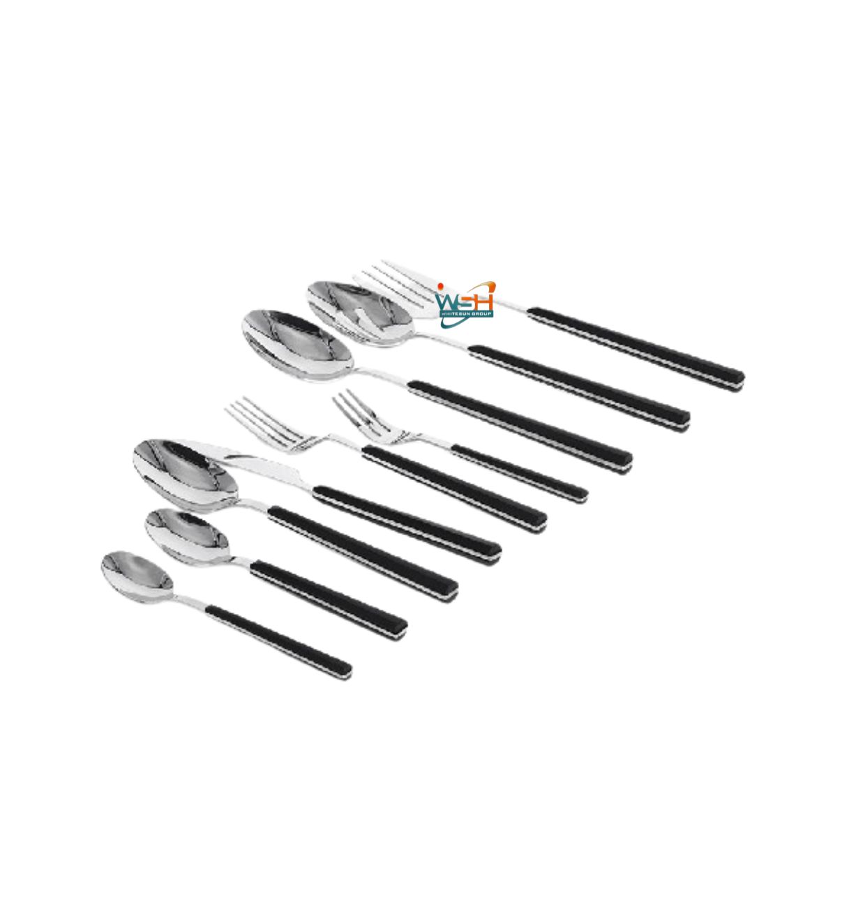 Whitesun 45 piece dinner set with black handles