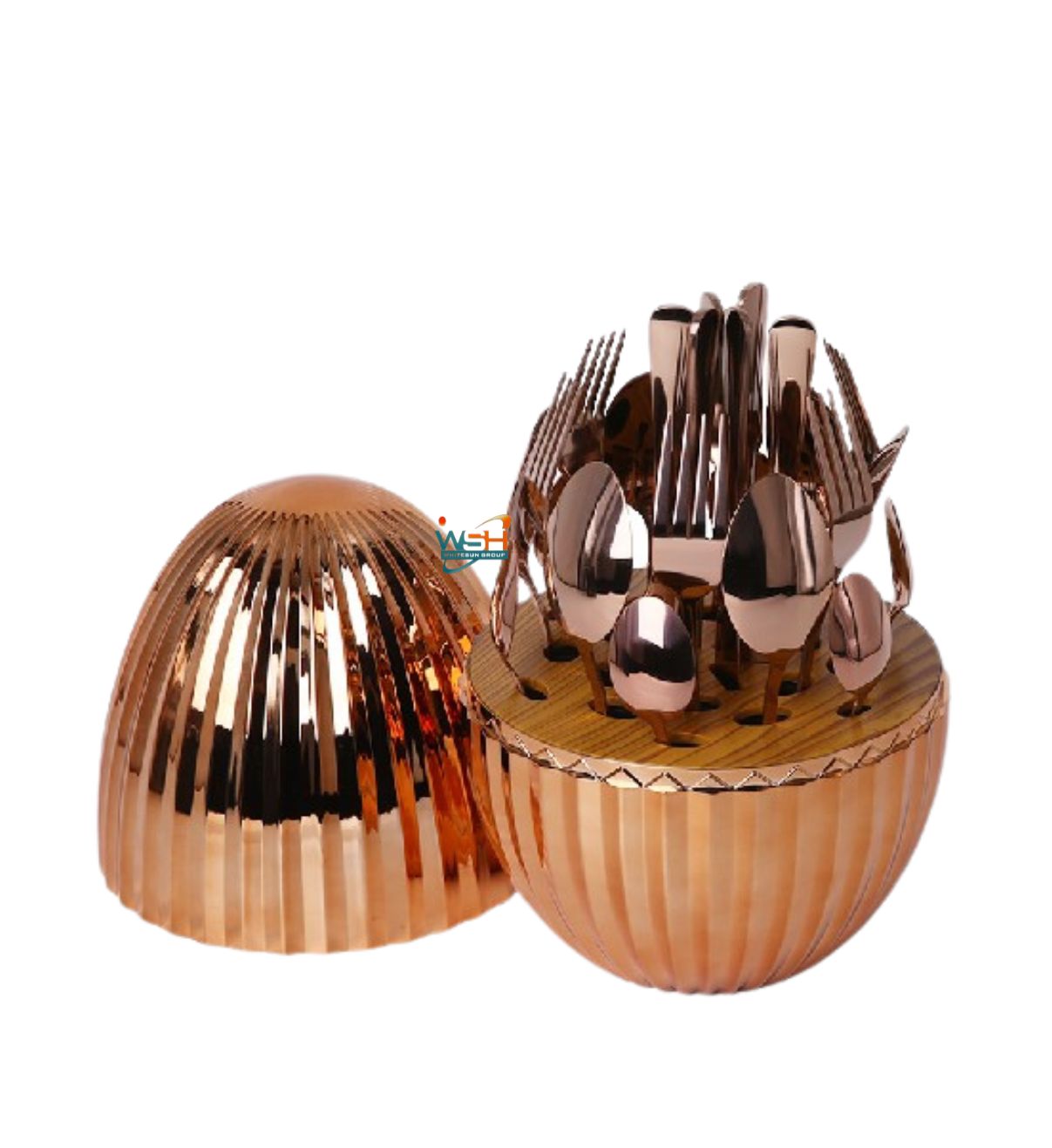 Whitesun 24 piece rose gold Egg shaped cutlery set