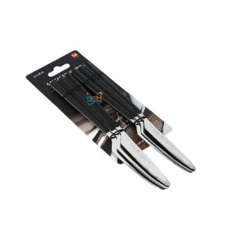 Whitesun 6 pieces stainless steel table knives with black handles