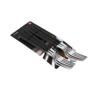 Whitesun 6 Pieces stainless steel table forks with black handles