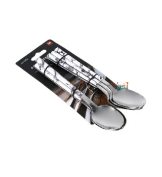 Whitesun 6 pc table spoons with white marbling handles